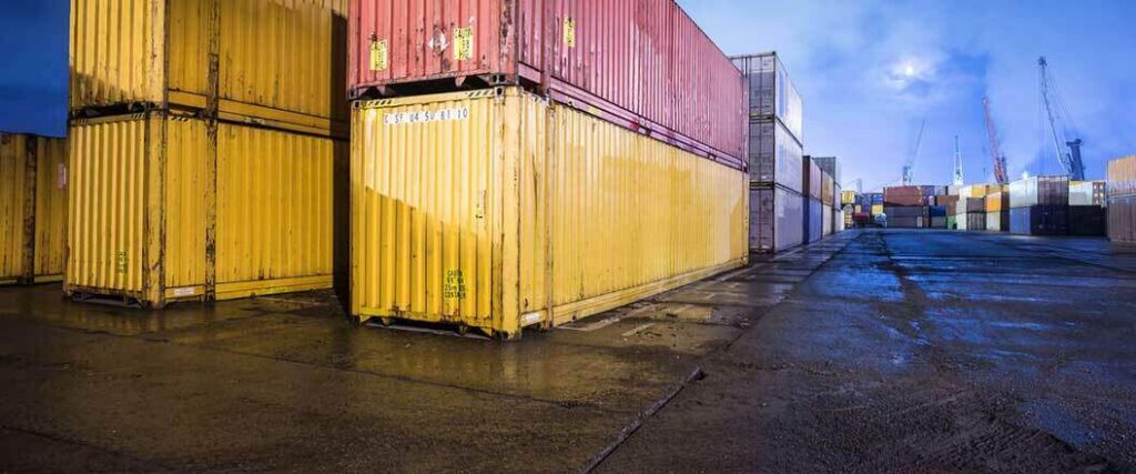 Cargo containers at a port