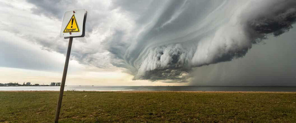 Storm clouds gathering over the ocean